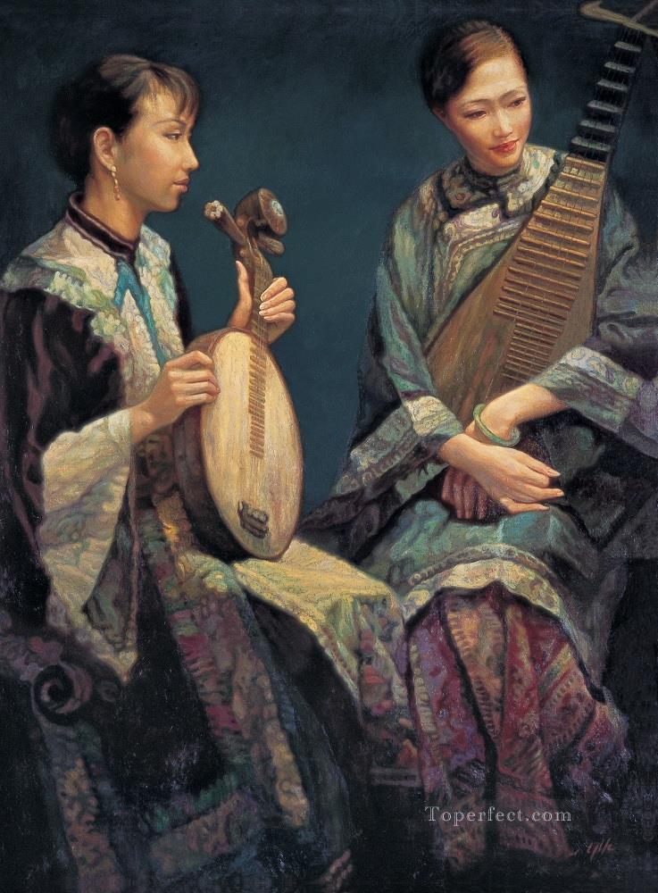 Lyre Playing Chinese Chen Yifei Oil Paintings